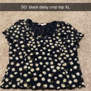 SO Black Floral Daisy Crop Top